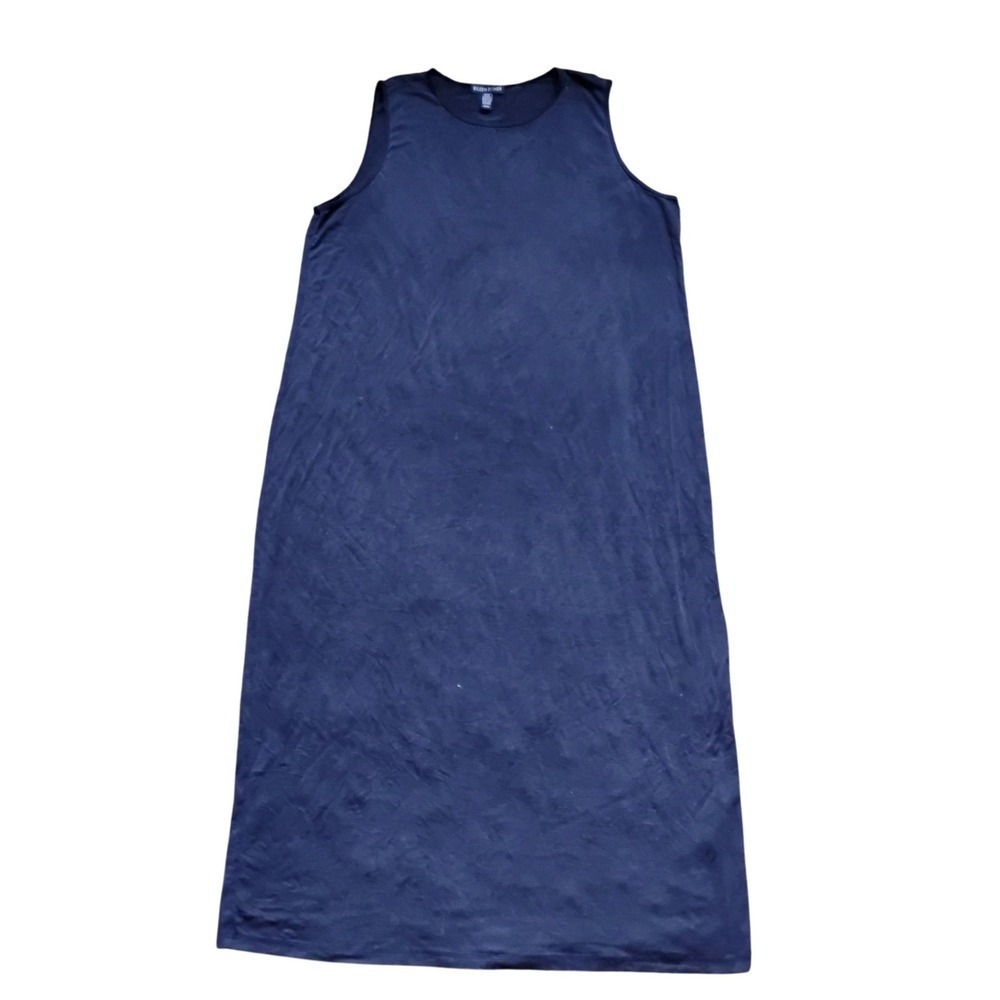 New Cond.Eileen Fisher Sleeveless Maxi Dress Size M. Black Tencel Lyocell Blend